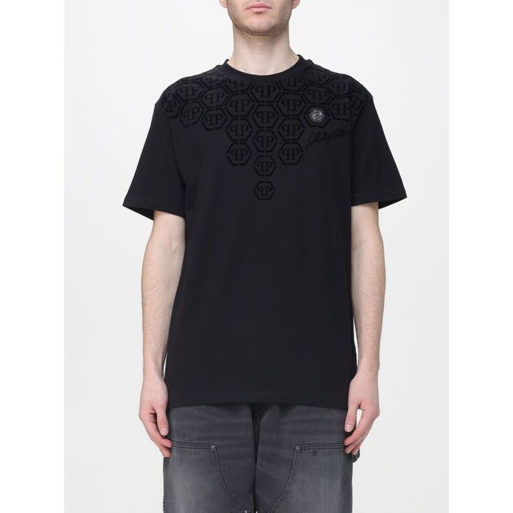 Philipp Plein Men Cotton T-Shirt With Pp Monogram Philipp Plein
